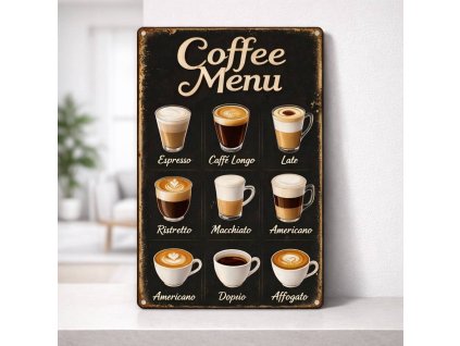 Dekorativní cedule Coffee Menu