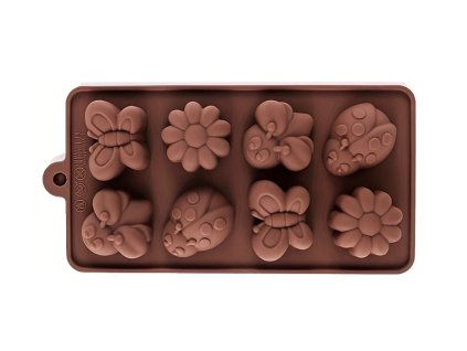 Silikonová forma na čokoládu mýdla Kytky a motýli