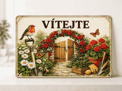 Plechová dekorační cedulka Vítejte