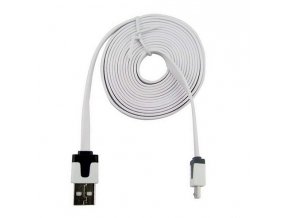 2m micro USB kabek plochý bílý 01