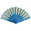 Dámský vějíř plast modrý s ornamenty 01