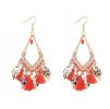 Boho naušnice se střapečky RED
