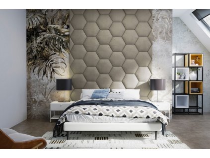 Čalouněný panel HEXAGON 3/04 - šedobéžová