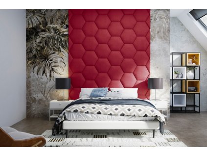 Čalouněný panel HEXAGON 3/06 - rubínová