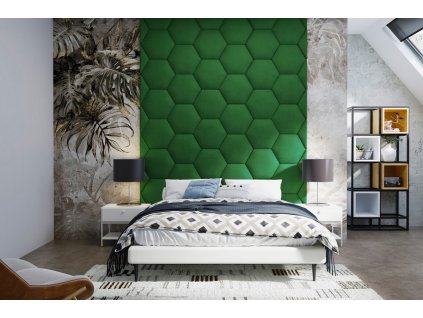 Čalouněný panel HEXAGON 3/08 - zelená
