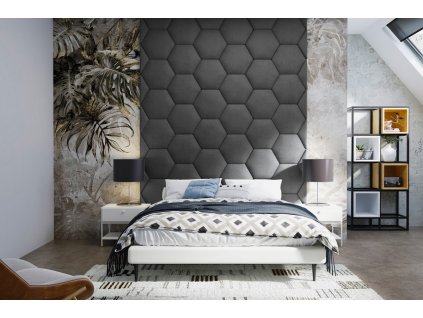 Čalouněný panel HEXAGON 3/19 - grafitová