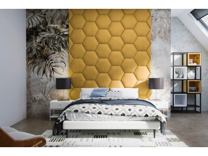 Čalouněný panel HEXAGON 5/07 - hořčicová