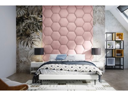 Čalouněný panel HEXAGON 5/14 - starorůžová
