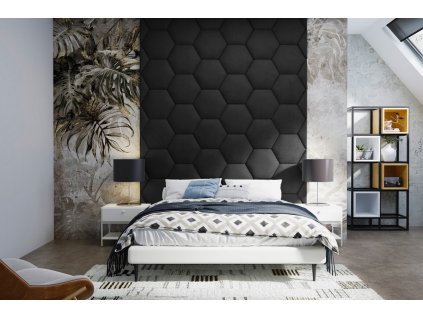 Čalouněný panel HEXAGON 5/20 - černá