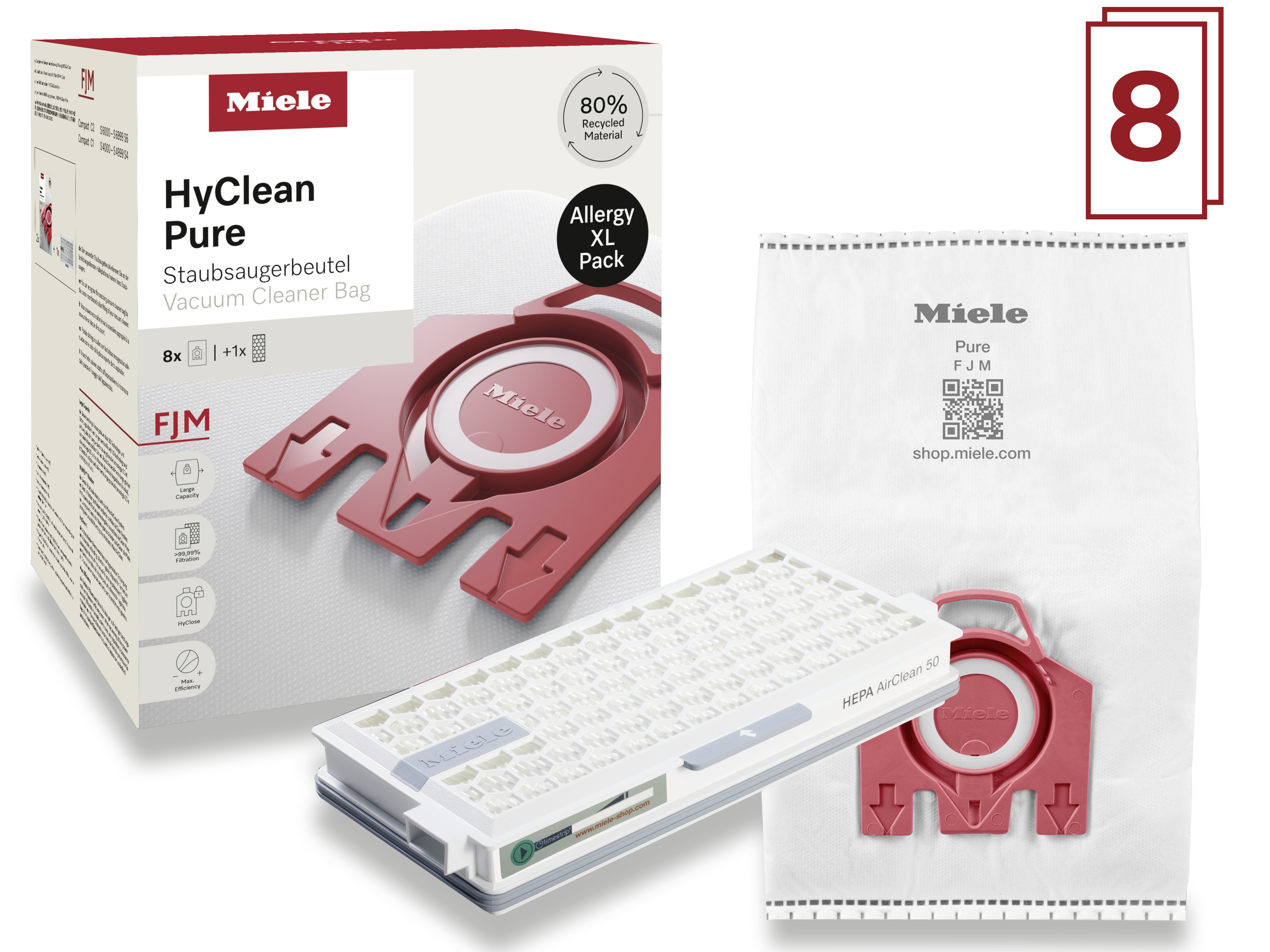 Miele FJM Allergy XL HyClean Pure 8ks sáčků + 1ks filtr