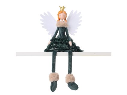 Anjel sediaci zelený svietiaci LED 53x22cm