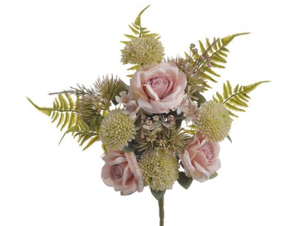 Kytica ruža a dhalia ružová 54 cm