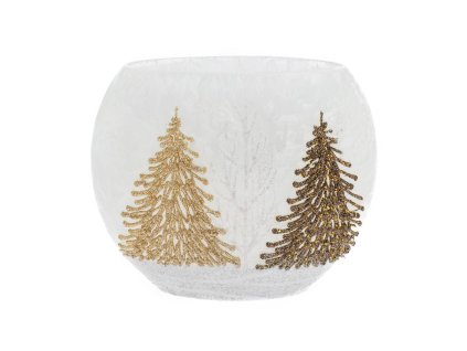 Biela váza oválna, stromy LED 19,5x9x16 cm