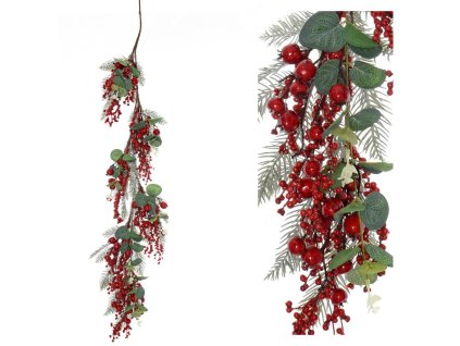Záves čečina, eukalyptus, šípky, červené bobule, 100 cm
