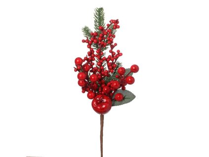 Zápich čečina, červené bobuľe a jablko, 27 cm