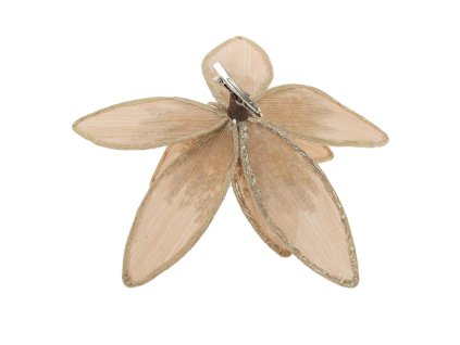 Vianočná ruža na štipci champagne, 22 cm