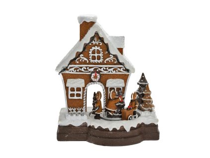 Hrací perníkový domček led, 20x13,5x25 cm