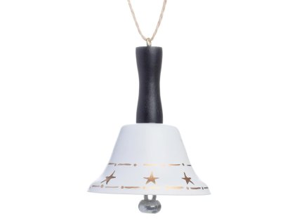 Biely železný zvonček s rúčkou, 6,5x6,5x8,5 cm