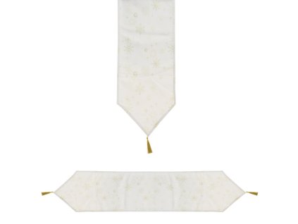 Vianočná štóla vločky krémovo-zlatá, 30 x150 cm