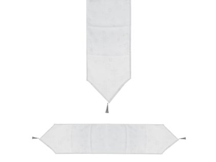 Vianočná štóla vločky bielo-strieborná, 30x150 cm