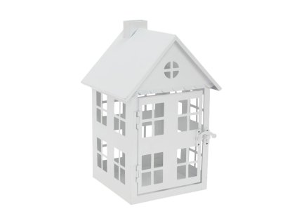 Lampáš biely domček kov 15x25cm