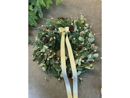 Vianočný živý veniec na dvere nobilis 35cm