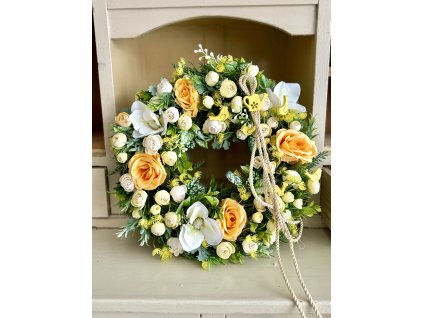 Veniec na dvere žlté vtáky 40cm