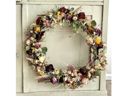 Prírodný mega veniec na dvere so sušenými kvetmi 50cm
