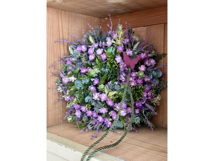 Fiaľový veniec na dvere 30cm