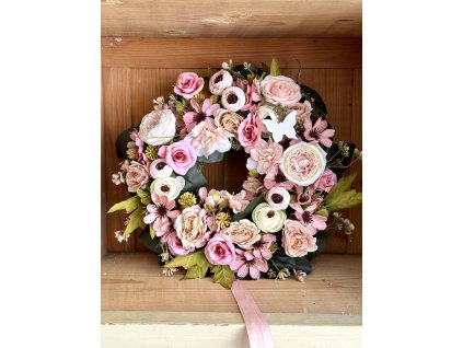 Veniec na dvere biely motýľ 30cm