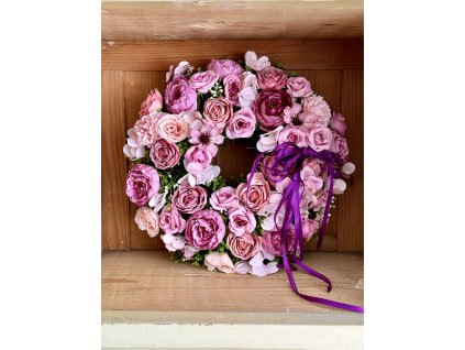 Ružový veniec na dvere 30cm