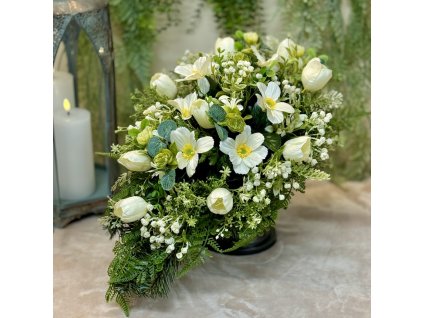 Jarný zaťažený aranžmán na hrob tulipán 50x30cm