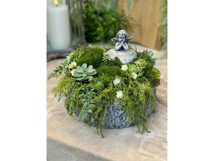 Aranžmán na hrob s anjelom spomíname 26x18cm