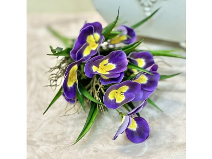Jarná kytica sirôtka fialová premium 34cm