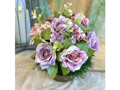 Zaťažená ikebana na hrob ruža 30cm