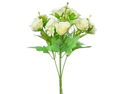 Kytica ruža a zeleň krémová 30 cm