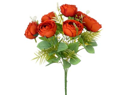 Kytica ruža a zeleň oranžová 42 cm