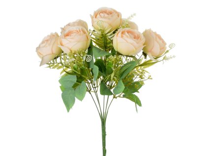 Kytica ruža a zeleň broskyňová 42 cm