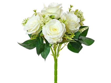 Umelá  kytica ruža krémová premium 35 cm