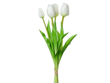 Kytica tulipán umelý zväzok biely 40 cm