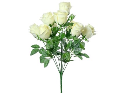 Kytica ruža puk krémová 49 cm