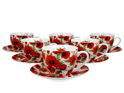 Súprava šálok s podšálkou vlčí mak 6+6