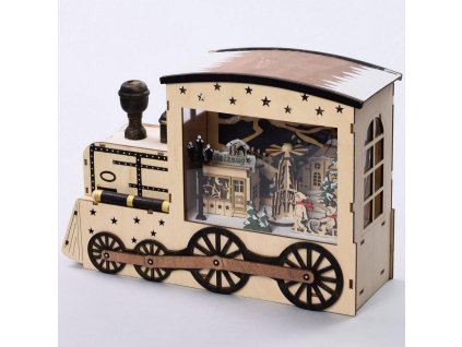 Drevený hrajúci vlak led 30x21x10 cm