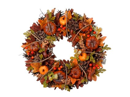 Jesenný veniec s tekvicami a bobuľami, 40x9 cm