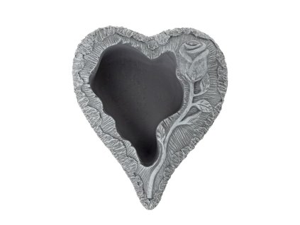 Náhrobný obal srdce ruža cement- šedé, 20x25x8,5 cm