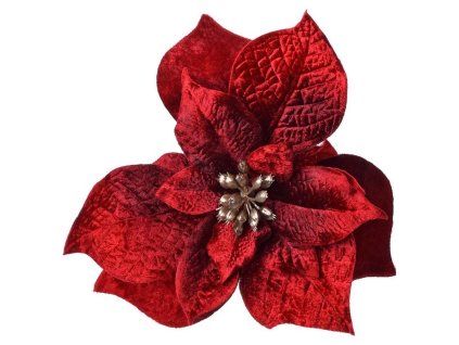 Vianočná ruža klip červená 30 cm