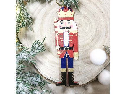 Luskáčik drevený na zavesenie červený 12 cm