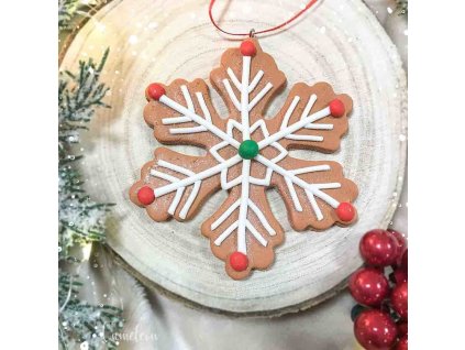 Perník snehová vločka na zavesenie hlina 10 cm