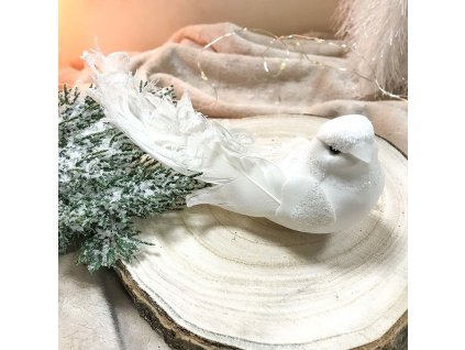 Vtáčik na štipci biely cena za 1 kus 13 cm