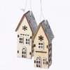 Záves drevený dom, natur a strieborný 3,2x3x7,5 cm
